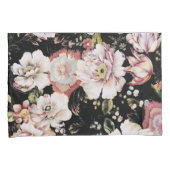 Housse D'oreillers bohème chic rose pâle fleurs sombres floral (devant-Droit)
