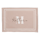 Housse D'oreillers Boho Blush Beige Monogramme Coussin Couleur D2AFA1 (devant-gauche)