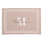 Housse D'oreillers Boho Blush Beige Monogramme Coussin Couleur D2AFA1 (devant-Droit)