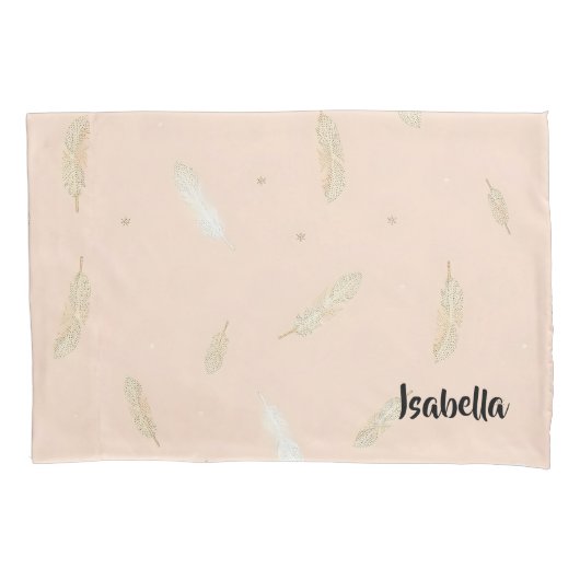 Housse D'oreillers Boho Moderne Plumes Collection Luxe (devant)
