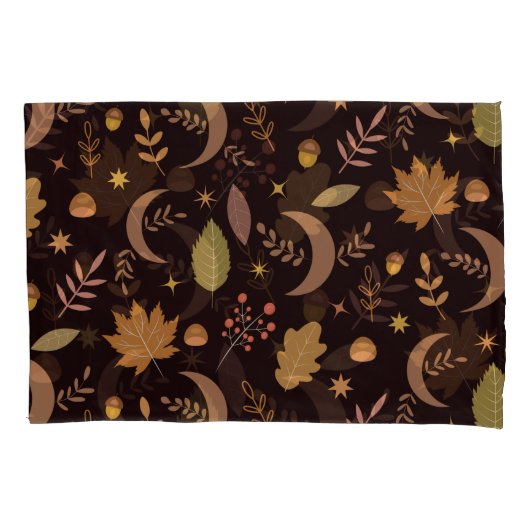 Housse D'oreillers Boho Moon avec feuilles d'automne motif (devant)