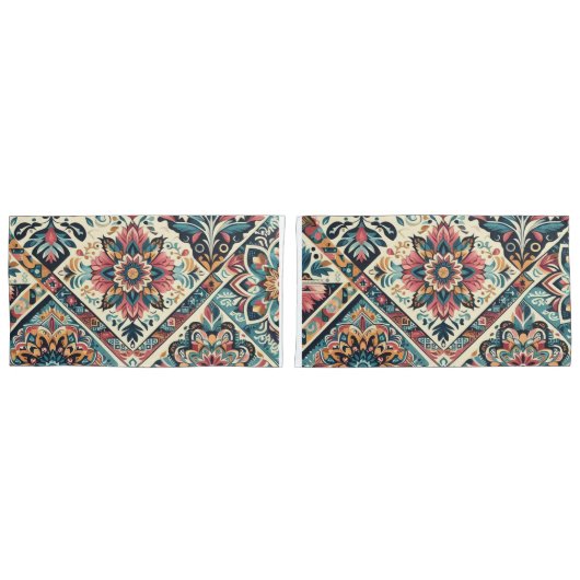 Housse D'oreillers BOHO motif Pair King Taille (devant-Set)
