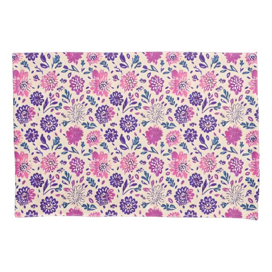 Housse D'oreillers Boho Purple Floral Botanique (devant)