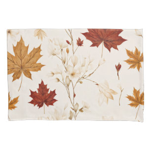Housse D'oreillers Boho Vintage Feuilles d'érable hiver modèle floral