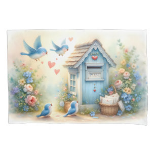 Housse D'oreillers Boîte aux lettres Bleue de Lettres d'Amour Cottage