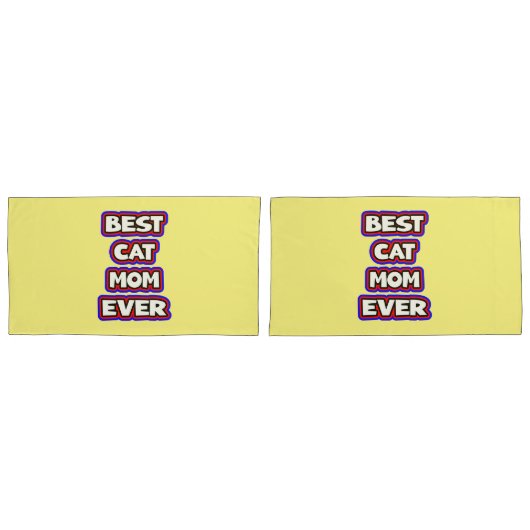 Housse D'oreillers Bold Best Cat Mom Ever Fun Typographie (devant-Set)