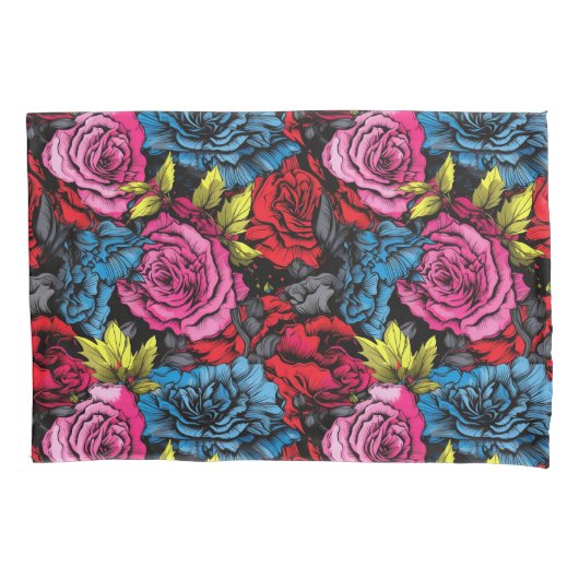Housse D'oreillers Bold Punk Blooms Floral  (devant)
