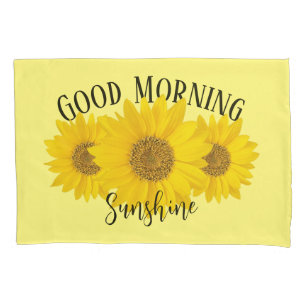 Housse D'oreillers Bon Matin Sunshine Fleurs de soleil jaunes