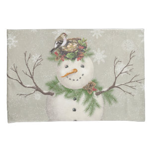 Housse D'oreillers bonhomme de neige vintage moderne de jardin