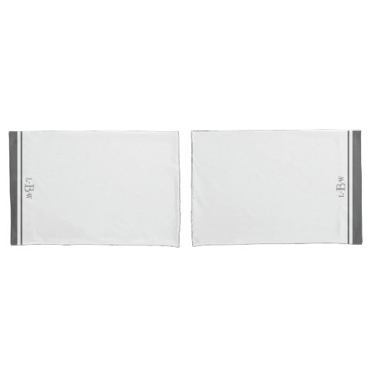 Housse D'oreillers Bordure gris classique Monogramme (devant-Set)