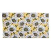 Housse D'oreillers Bouches blanches, fleurs sauvages sur jaune (Dos-Droit)