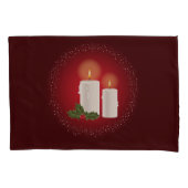 Housse D'oreillers Bougies De Noël Blanches Et Cosy Sur Rouge Avec Ho (devant-gauche)