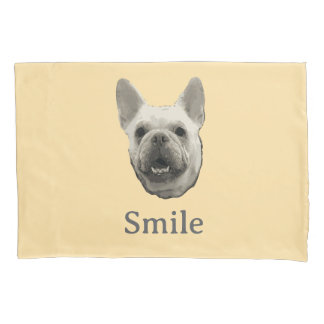 Housse D'oreillers Bouledogue Français Beige Sourire