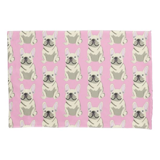 Housse D'oreillers Bouledogue Français Crème (devant)