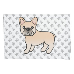 Housse D'oreillers Bouledogue français crème Chien de dessin animé mi