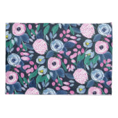 Housse D'oreillers Bouquet d'aquarelle bleu marine rose (Dos)