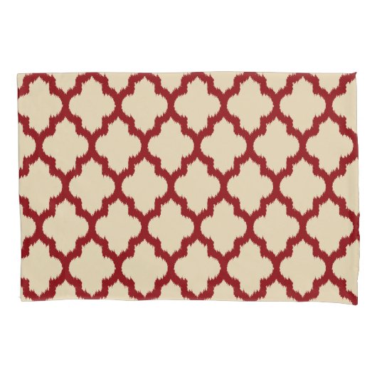 Housse D'oreillers Bourgogne Réversible Et Quatrefoil Tan Ikat (devant)