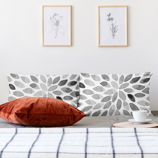 Housse D'oreillers Boutons de brosse d'aquarelle - noir et blanc