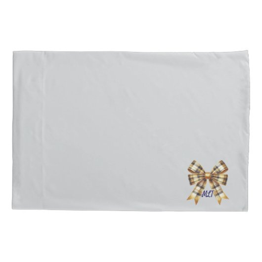Housse D'oreillers Bow de Monogramme Rustique Plaid (Dos)