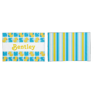 Housse D'oreillers Boy Rubber Duck Nom Personnalisé Jeu de Pillowcase