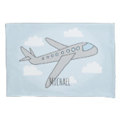 Housse D'oreillers Boys Cute Airplane Voyage avec un nom (devant-gauche)