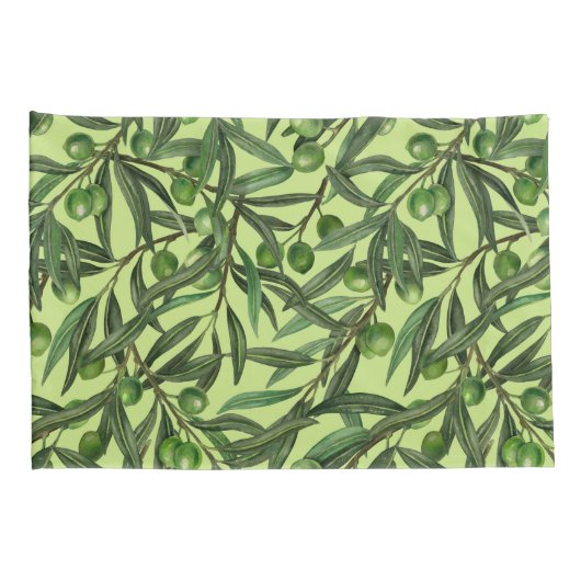 Housse D'oreillers Branches d'olive sur le vert miel (Dos-Droit)