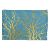 Housse D'oreillers Branches Gold Tree Motif Arrière - plan bleu (Dos)