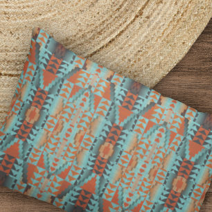 Housse D'oreillers Bright Orange Turquoise Turquoise Blue Tribal Art