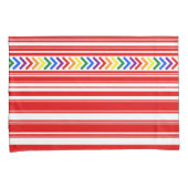 Housse D'oreillers Bright Pride Motif sur bande rouge et blanche (devant-Droit)