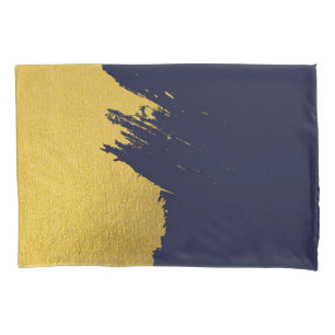 Housse D'oreillers Brochures Faux Gold avec Arrière - plan bleu marin
