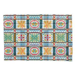 Housse D'oreillers Broderie italienne Majolica : Floral méditerranéen