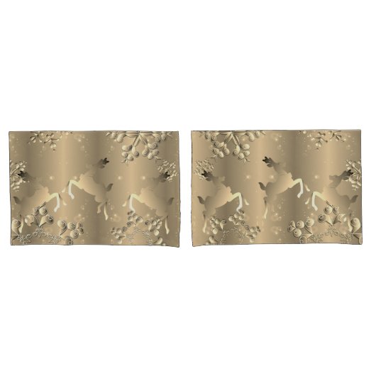 Housse D'oreillers Bronzy Reindeer et Snowflakes (devant-Set)