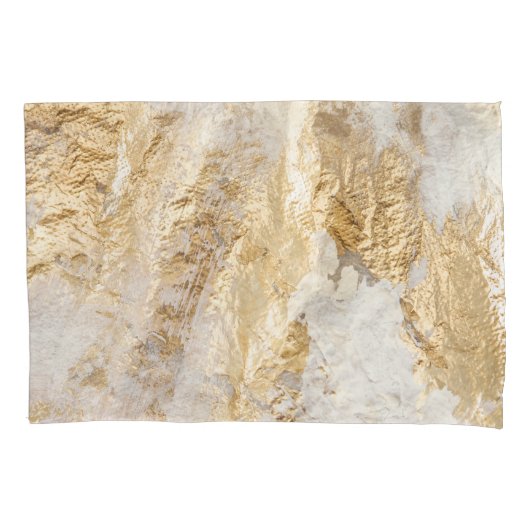 Housse D'oreillers Brosse d'or blanc à texture peinte. (devant)