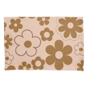 Housse D'oreillers Brown Automne Retro Y2K Hippie Flower Motif