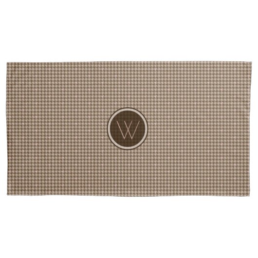 Housse D'oreillers Brown avec Rose Gold Houndstooth Coussin Coque (devant)