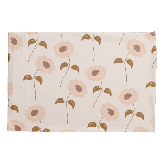 Housse D'oreillers Brown Beige Retro Y2K Hippie Motif de tournesol (Dos)