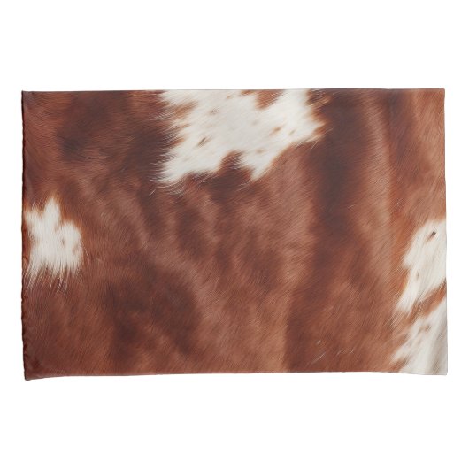 Housse D'oreillers Brown blanc Faux Cowhide (devant-Droit)