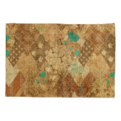 Housse D'oreillers Brown Grunge Quilt Stars Coeurs (Dos)