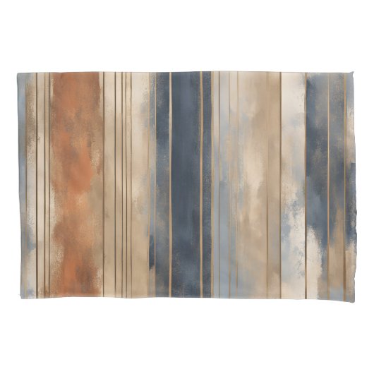 Housse D'oreillers Brûlé Orange Navy Dusty Bleu Distressed (devant-gauche)