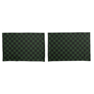 Housse D'oreillers Buffalo Check Celtic Green and Black Carrés Plaid