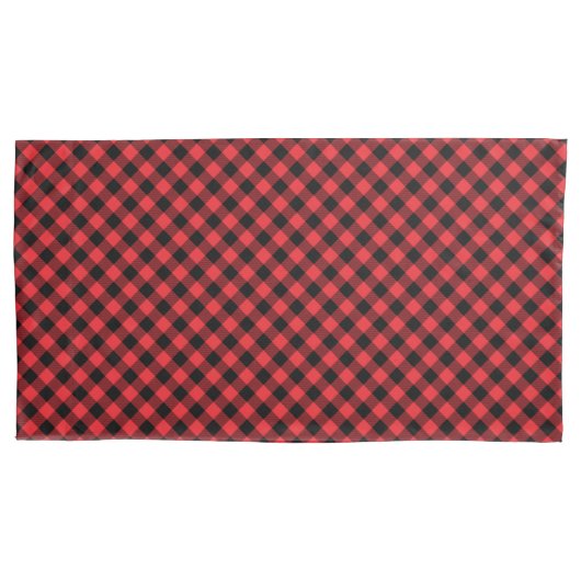 Housse D'oreillers Buffalo Plaid Red Black Check (devant)