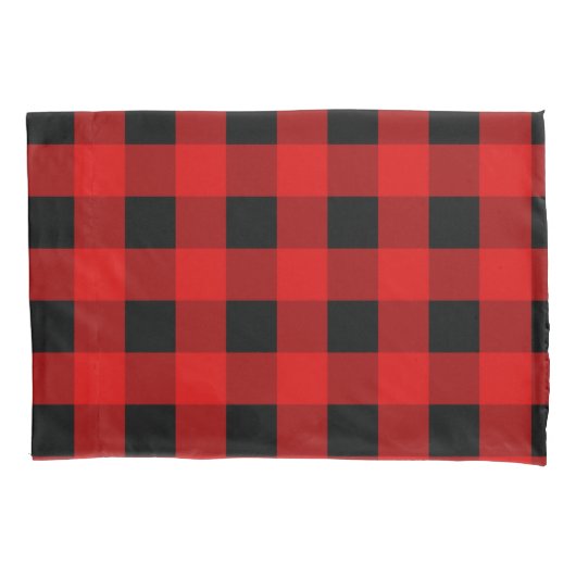 Housse D'oreillers Buffalo rouge et noir Plaid en vichy (devant-gauche)