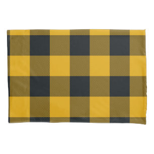 Housse D'oreillers Buffle Jaune et Noir À damiers Carré Plaid