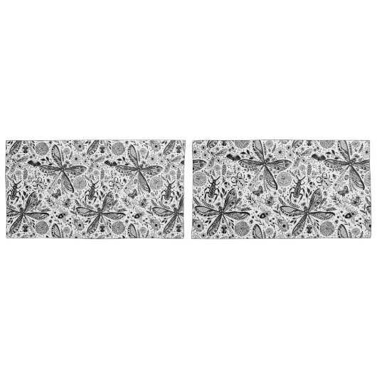 Housse D'oreillers Bugs de Doodle sur bleu foncé (devant-Set)