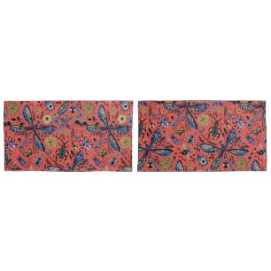 Housse D'oreillers Bugs de Doodle sur corail rouge