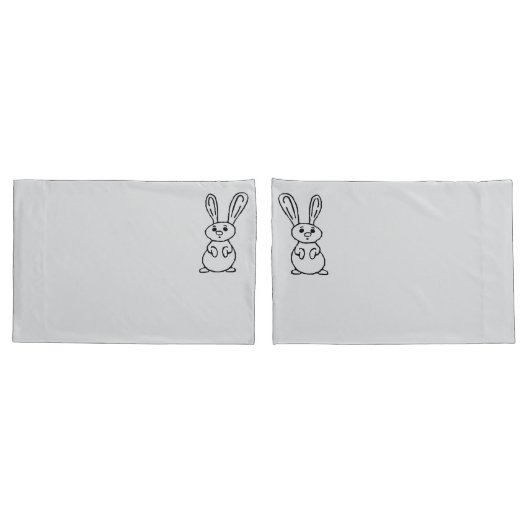 Housse D'oreillers Bunny outlined light grey Pillow case set (Dos-Set)