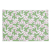 Housse D'oreillers Cactus illustré et motif de fleurs rose (Dos-Droit)