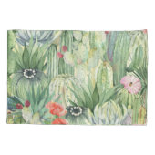 Housse D'oreillers Cactus, succulents : aquarelle florale imprimé. (Dos)