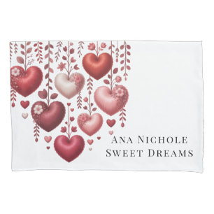 Housse D'oreillers Cadeau de Baby Shower Cœur Floral Rouge Douillet