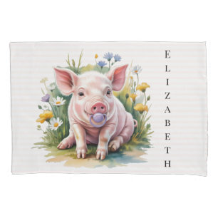 Housse D'oreillers Cadeau de Baby Shower Fleur Sauvage Cochon de Lait